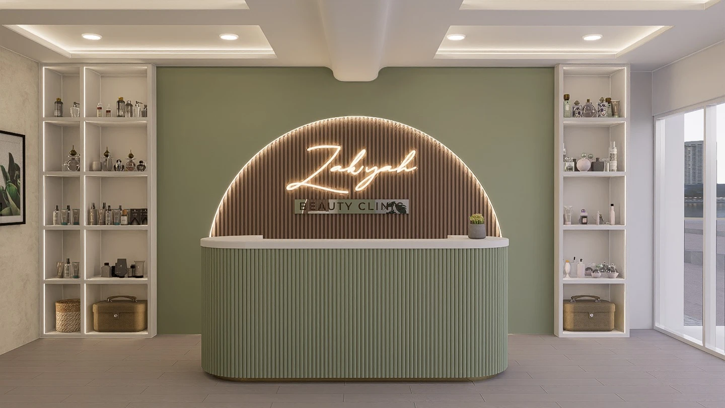 Tepat di depan meja front office Zakiyah Beauty Clinic